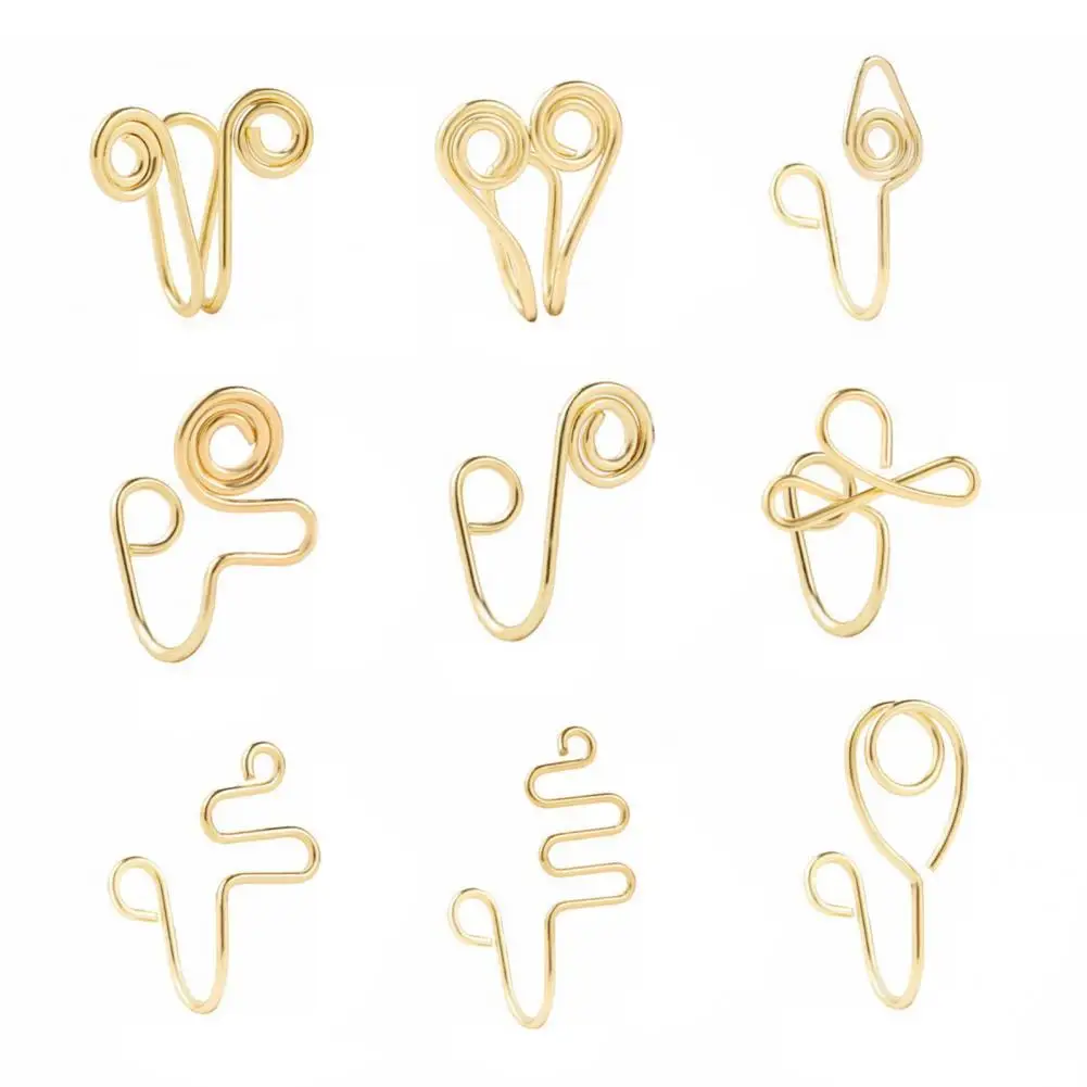 

Characteristic U Shape Portable Rhinestone Decoration Clip Style Nose Cuff Fake Nose Ring Alloy Nose Stud 9Pcs/12Pcs