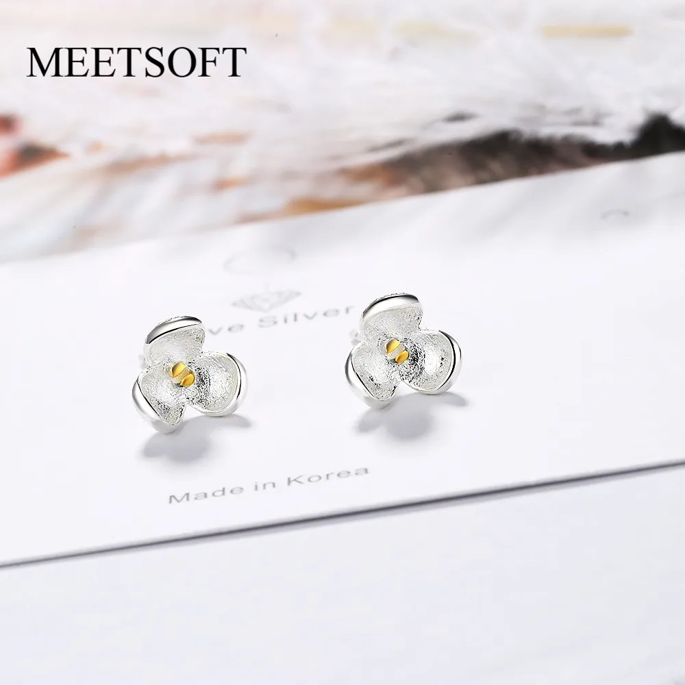 Женские серьги гвоздики MEETSOFT из стерлингового серебра с защитой от аллергии