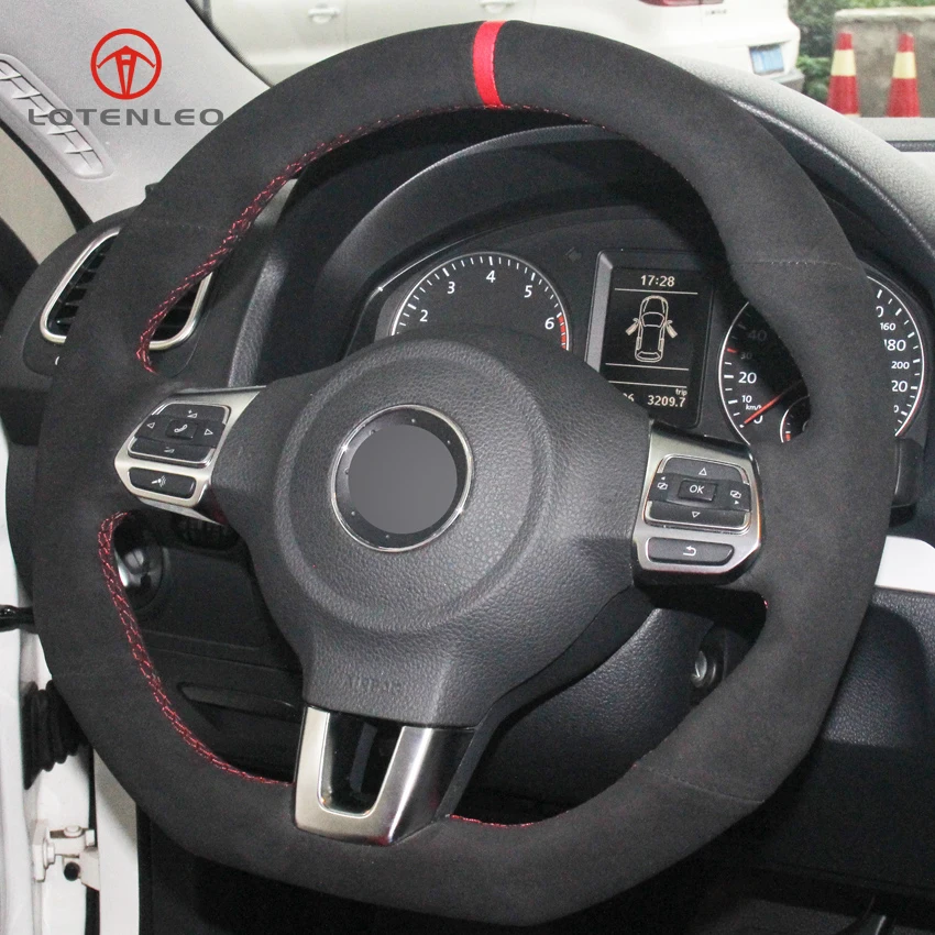 Черный замшевый ремень LQTENLEO ручной работы для Volkswagen Golf 6 GTI MK6 VW Polo Scirocco R Passat CC R-Lin |