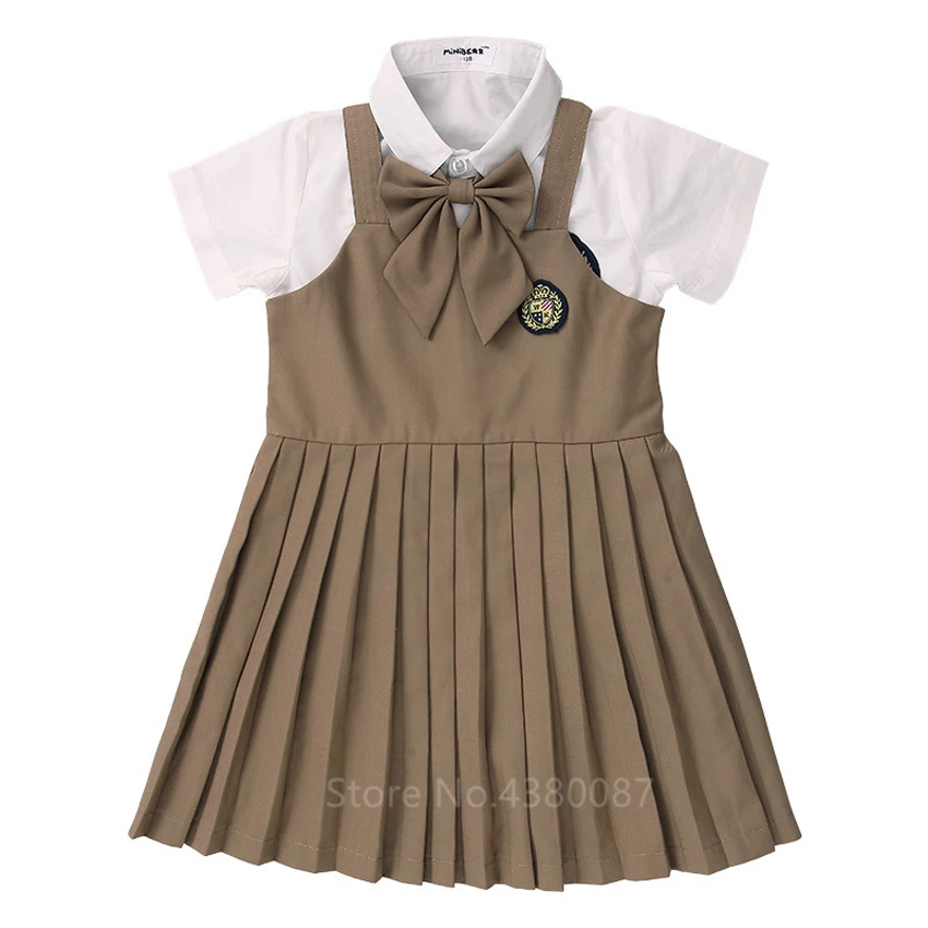 

2PC Shool Uniform Girls Boys Japanese Style School Girl Uniform Korea Fashion Children Dress Shirt Kids Coaplay Pleated Skirt