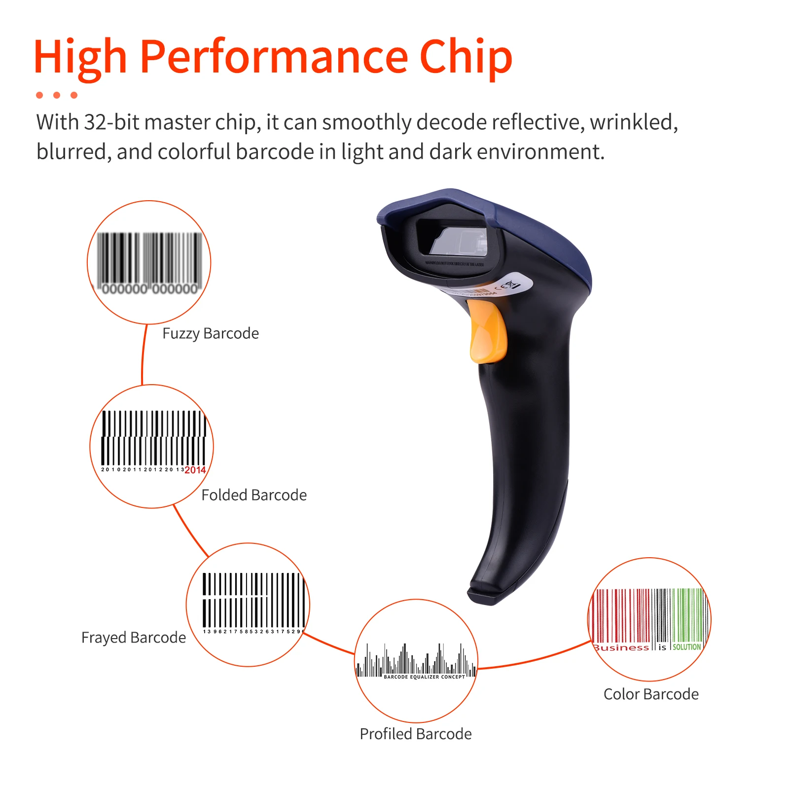 USB-сканер штрих-кода Aibecy 1D2D/QR проводной Ручной считыватель ручной