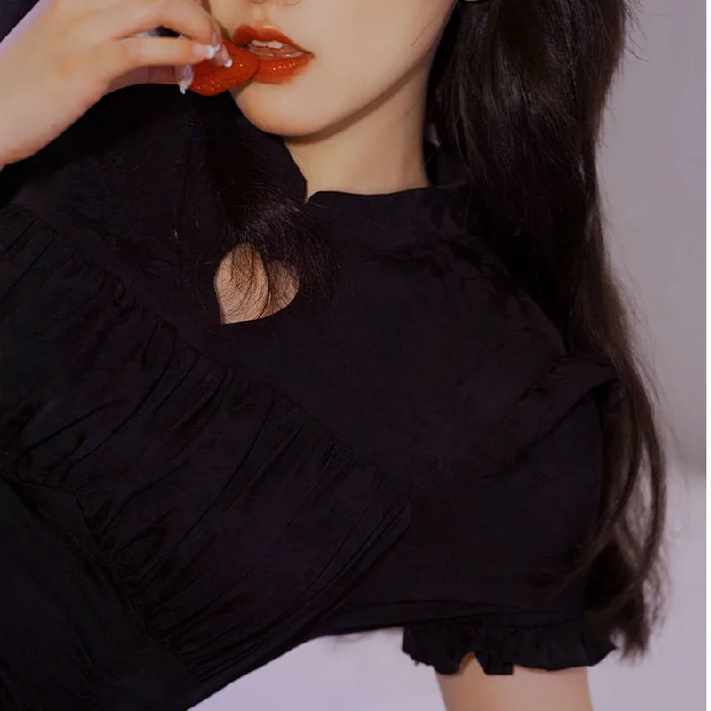 Черное винтажное женское платье облегающее дизайнерское элегантное мини-платье