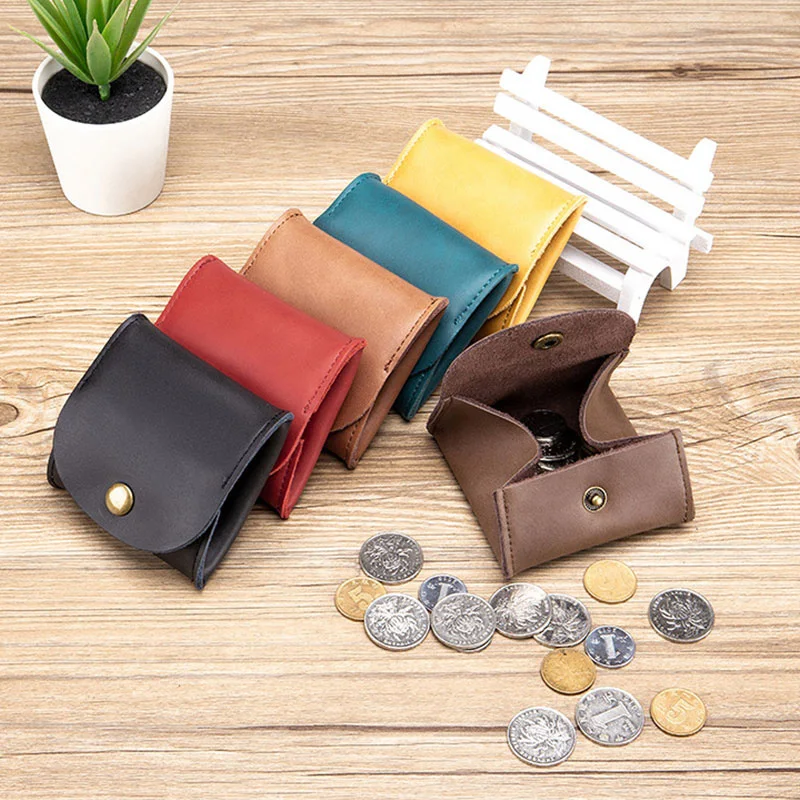 

Mini Classic Wallet Cowhide Unisex Coin Purse Zipper Coin Wallet Retro Key Holder Small Money Bag Money Change Coin Pouch