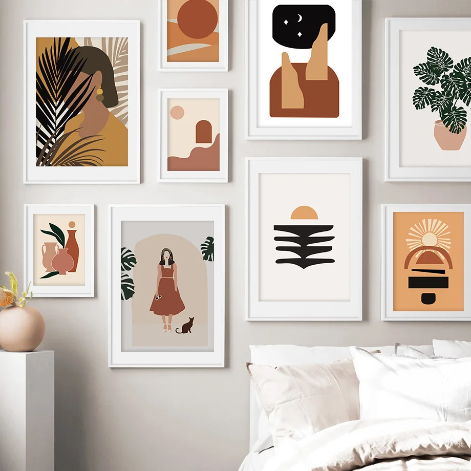 Abstrakte mächen Anlage Blatt ВИНТАЖНЫЙ ПЛАКАТ Wand Kunst Leinwand Malerei скандинавский плакат Und Drucke Bilder