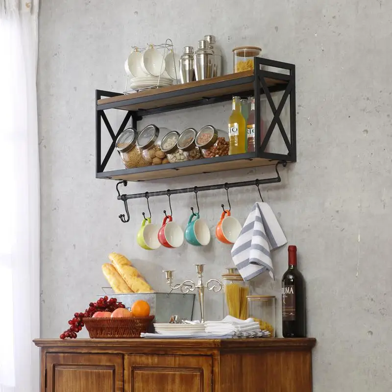 Настенный стеллаж для кухни полочка приправ дюйма из кованого железа | Дом и сад