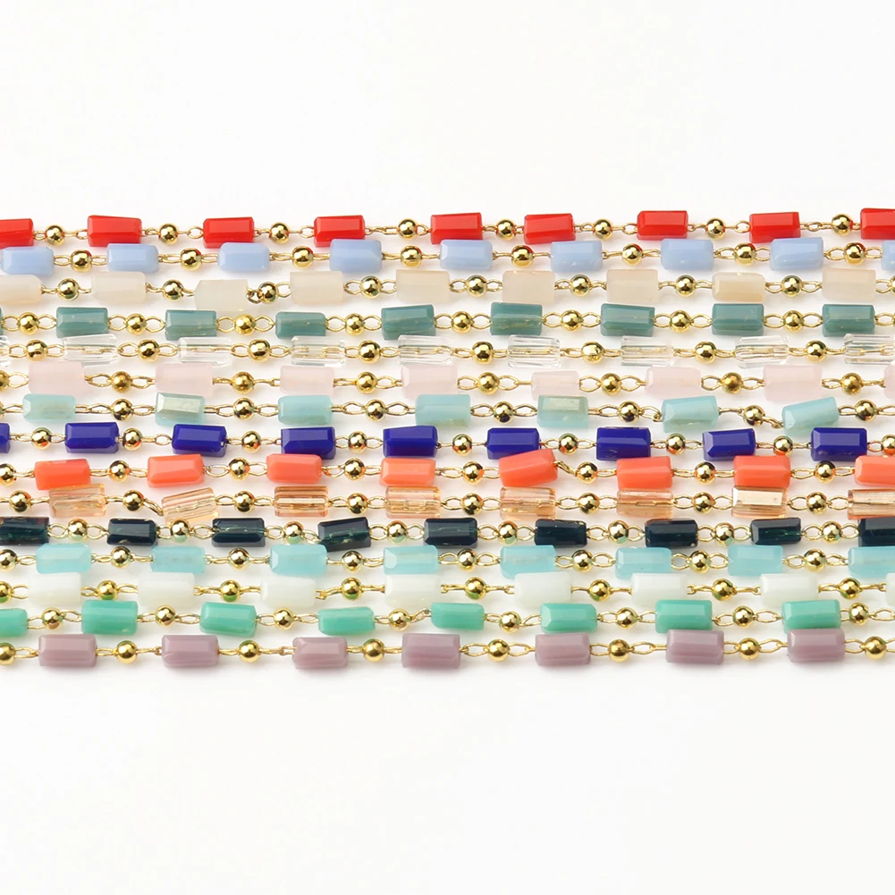 Цепочка-четки ручной работы золотого цвета цилиндрическая цепочка с