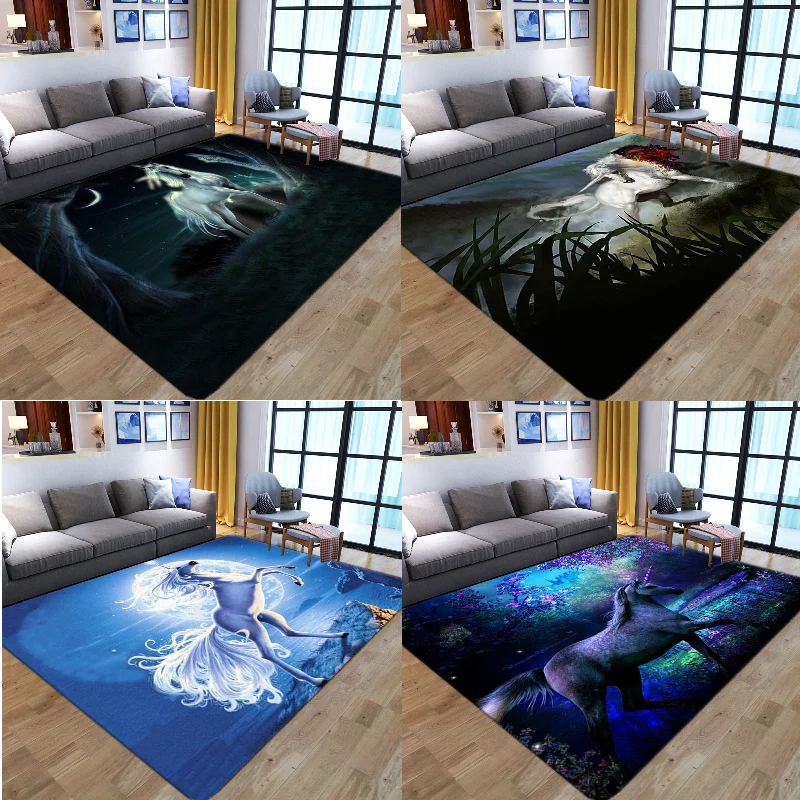 

Абстрактный ковер с единорогом, ковер для гостиной, ковер для украшения спальни, водонепроницаемый ковер, кавайный ковер, напольный коврик с аниме, меховой ковер для украшения спальни