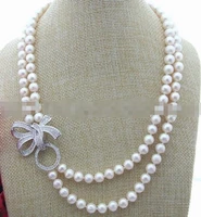 charming 2 row 8 9mm white pearl necklace