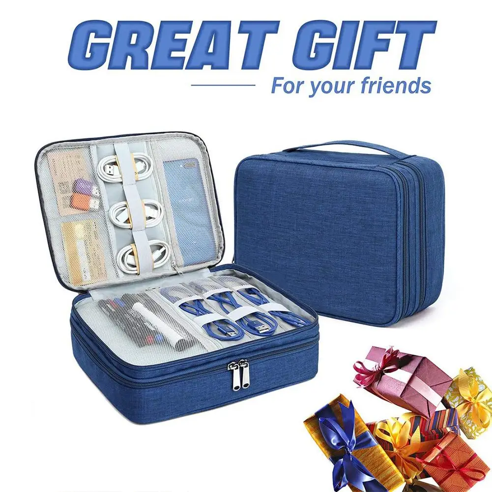 

Data Cable Charger Waterproof Organizer Bag Charging Treasure Headphone Electronic Double Layer Finishing Accessories Bags