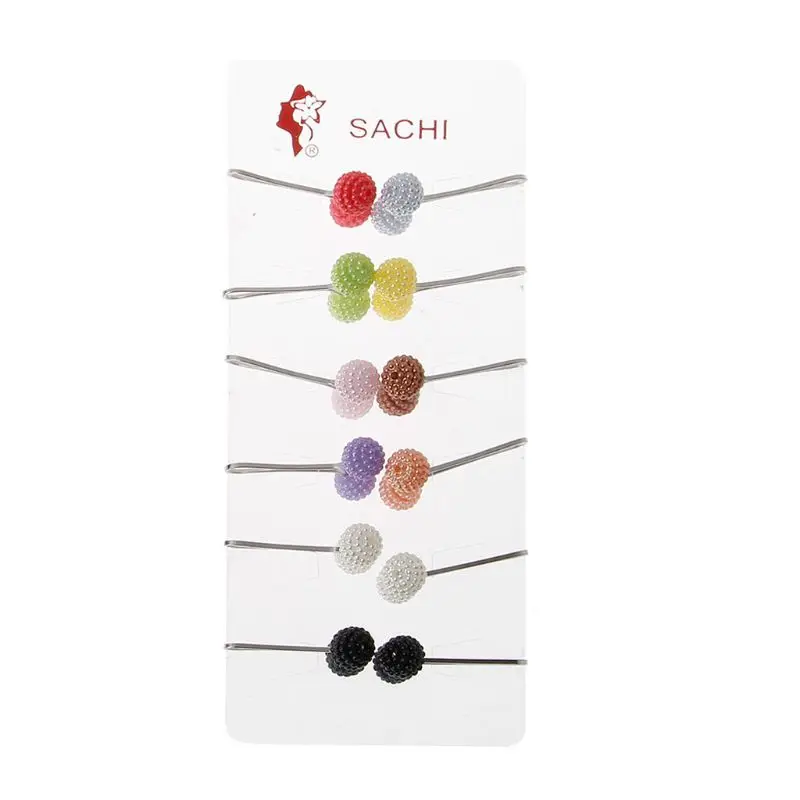 

12Pcs Muslim Hijab Scarf Safety Pin Clips Pearl Ball Brooch Kit Fashion Jewelry
