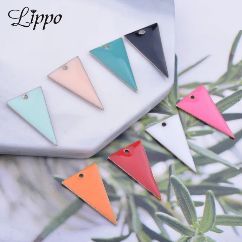 

30pcs 13*22mm Copper Both Faced Enamel Triangle Charms