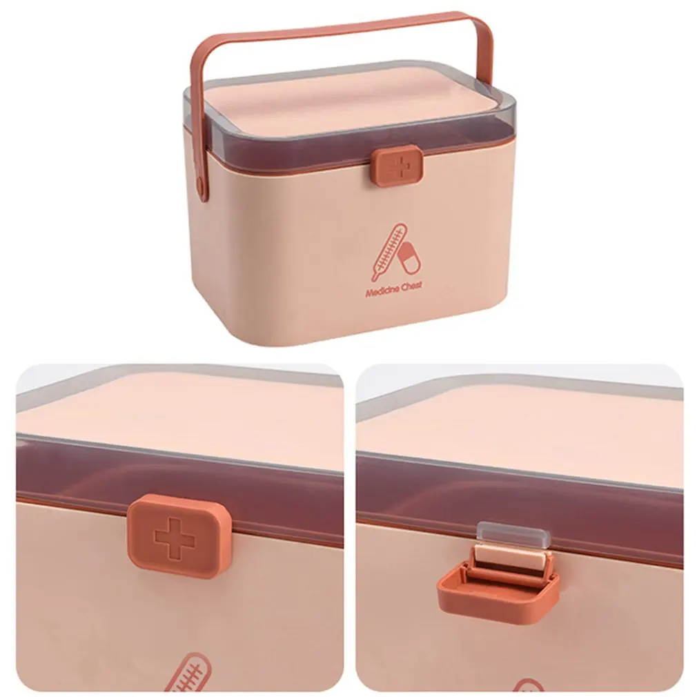 Медицинская коробка Портативная Большая Первая помощь Домашняя Пластиковая Многоуровневая Хранение.