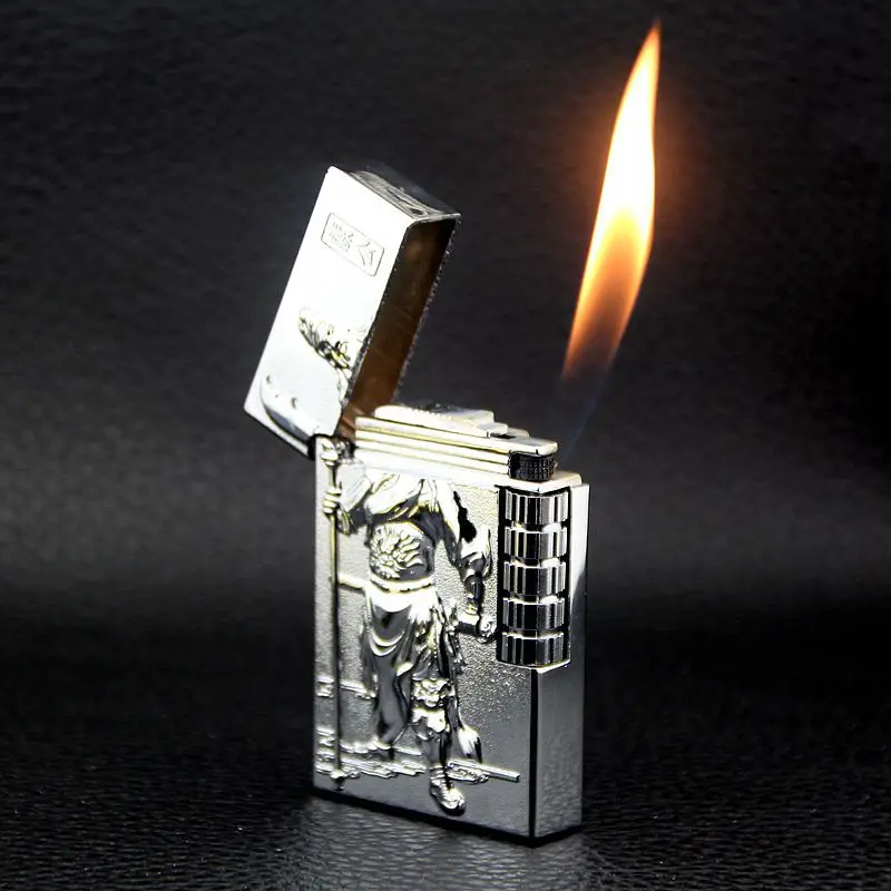 

Guan Yu Creative Grinding Wheel Open Fire Butane Gas Lighter Inflatable Portable Cool Lighters Metal Windproof Encendedorse Gift