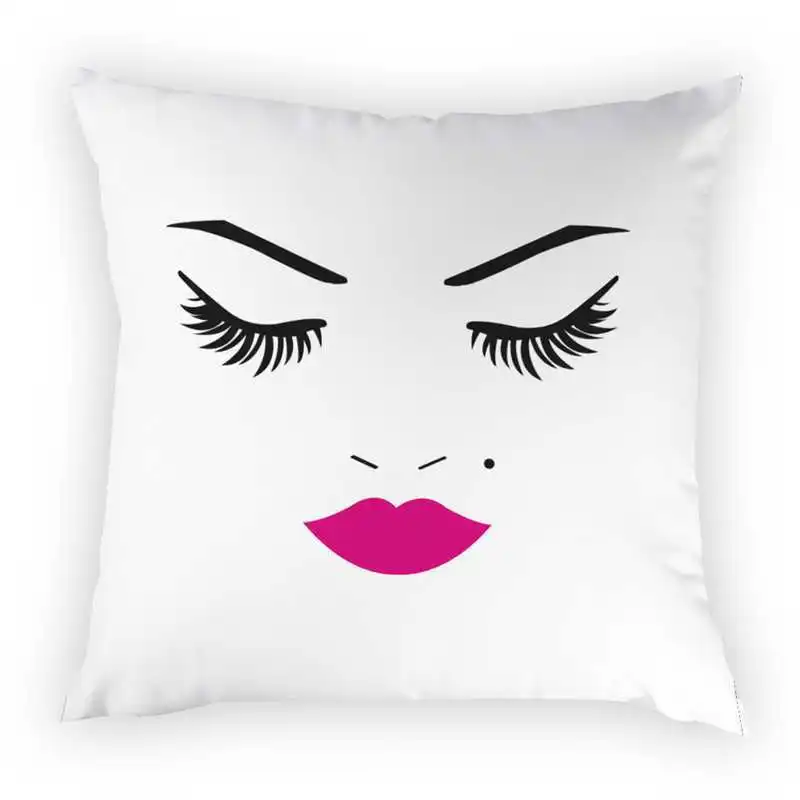 

Eye Pattern Cushion Cover Eyelash Facial Expression Pattern Pillow Cases Home Decorative Peach Skin Pillowcases 45*45cm
