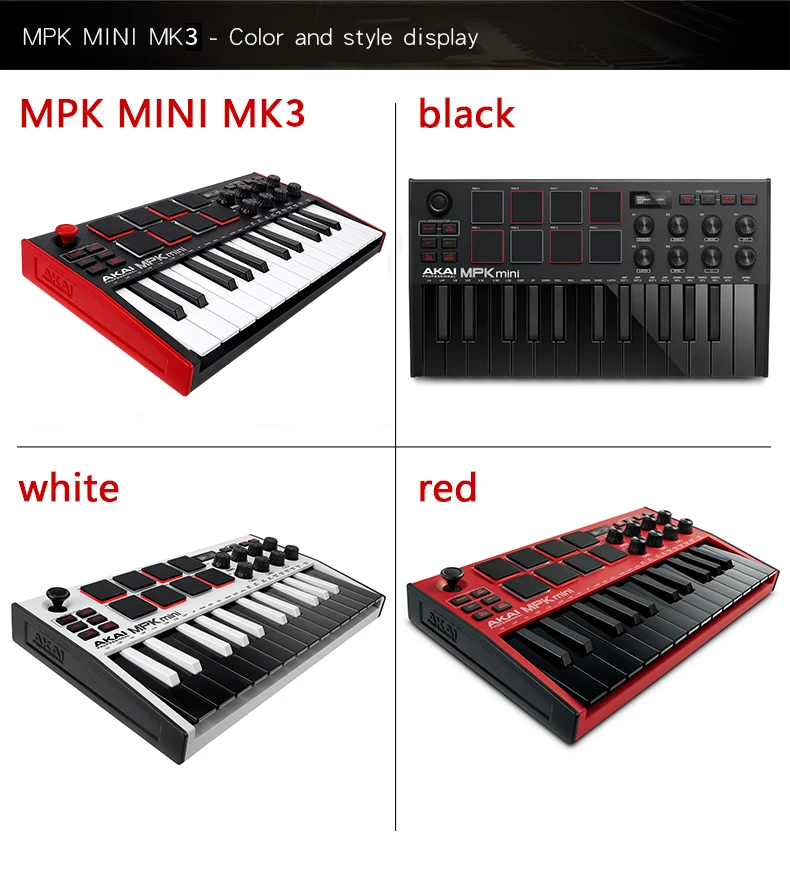 Профессиональный Ультрапортативный USB MIDI барабан Akai MPK Mini MK3 25 клавиш и контроллер