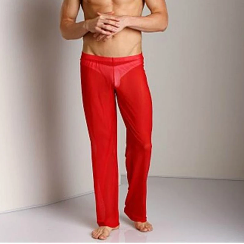 Пижамные штаны мужские повседневные прозрачные трусы пикантная сетчатая одежда