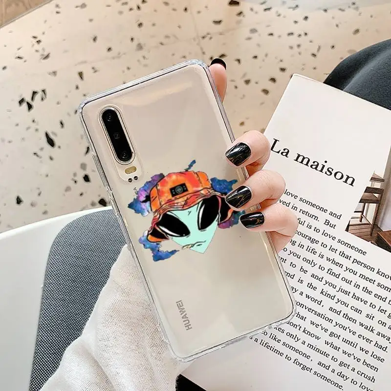 

Aesthetics Cartoon alien Phone Cases Transparent for Samsung A71 S9 10 20 HUAWEI p30 40 honor 10i 8x xiaomi note 8 Pro 10t 11