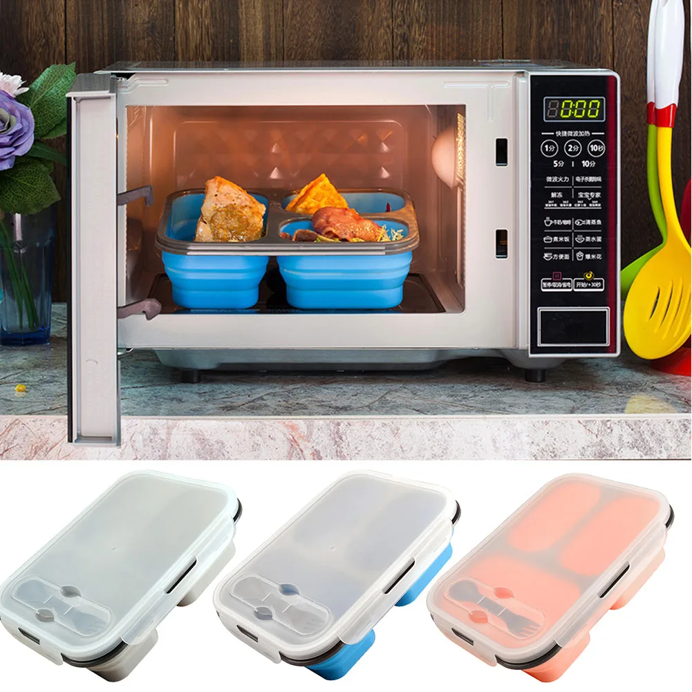 1100 мл с крышкой для хранения пищи путешествий компактный Мягкий силикон