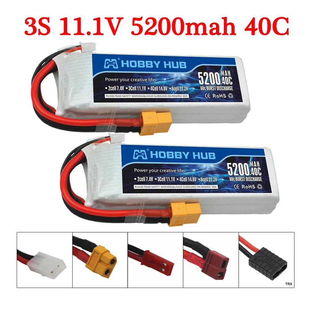 High-Quality Lipo POWER 3S Battery 11.1v 5200mAh 40C Battery For RC Helicopter RC Car Truck Boat Quadcopter Remote Control Toys