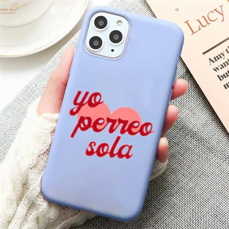 

Yo Perreo Sola Bad Bunny Maluma Phone Case Candy Color Blue for iPhone 11 12 pro XS MAX 8 7 6 6S Plus X 5S SE 2020 XR