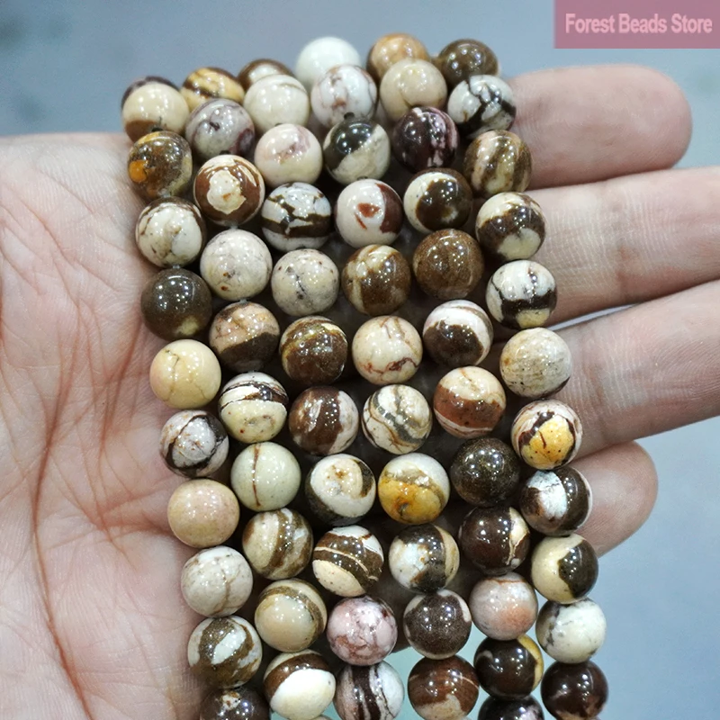 

4 6 8 10 12MM Natural Stone Australia Zebra Round Beads 15" Strand Diy Bracelet Charm Beads For Jewelry Making Wholesale