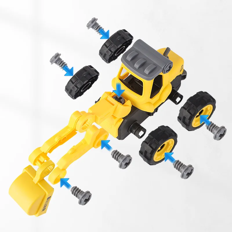 

Diy 4 Piece Children's Truck Excavator Separate Screw Toys Children's Education Assembly Project Car Toys Vehicle Tools for Kid