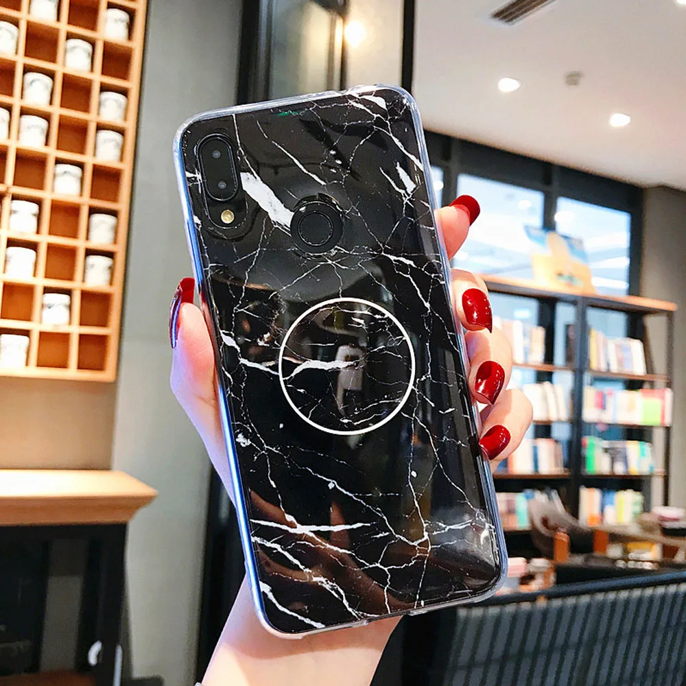 4 Мраморный чехол для Xiao mi Red mi Note 7, 8, чехол, роскошный кукольный держатель, чехол для mi 9, кольцо, мягкий ТПУ чехол, красный mi Note 6, чехол - Цвет: 4