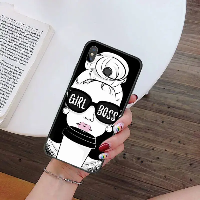 

Boss Girl Lady Pattern Phone Case For Xiaomi Redmi 5 7 7A mi 8 lite note 4 5 7 8 pro