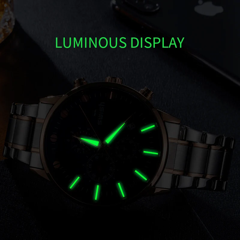 SWISH 2020 аналоговые часы для мужчин модные розовое золото Кварцевые спортивные