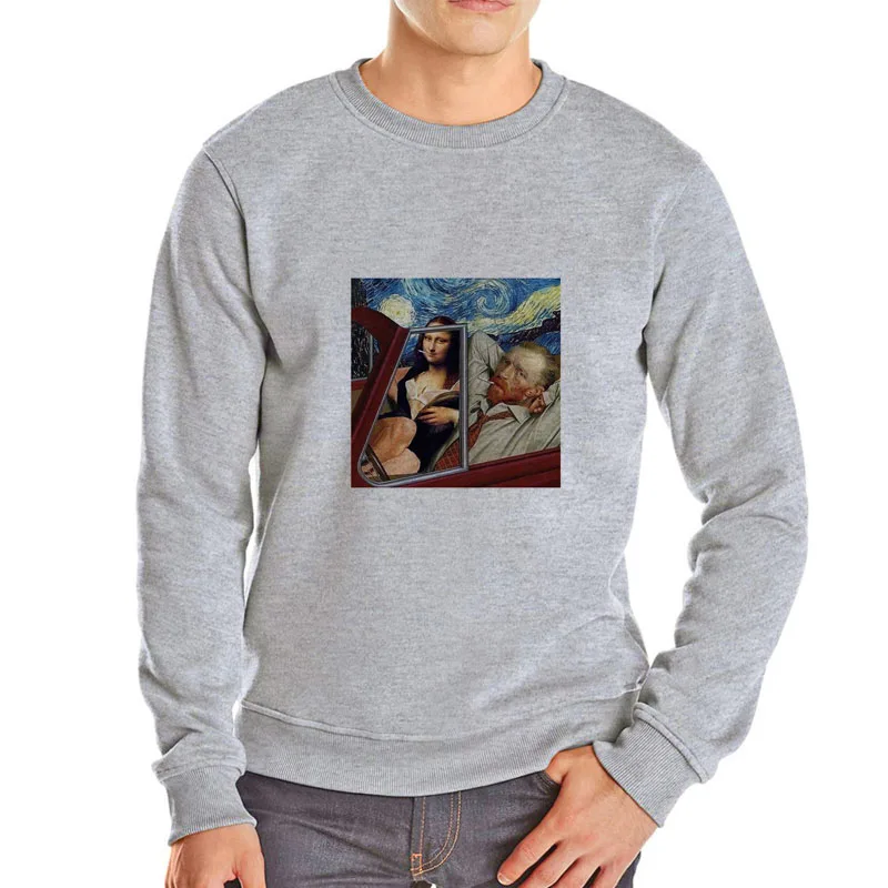 

2022 Mona Lisa artwork printing sweatshirt funny design hoodies for men fashion streetwear hip hop winter clothes
