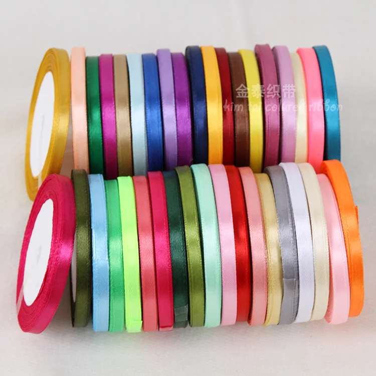 10mm Satin Ribbon DIY Sewing Handmade Crafts Supplies Black White Beige Pink Red Blue Green Purple Christmas Decoration Tape |