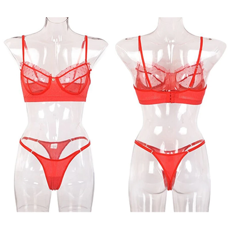 

CZCCWD Lace Ruffles Women Underwear G-String Set Seamless Black See Through Bra Set Sexy Fitness Stretchy Crop Top Lingerie Sets