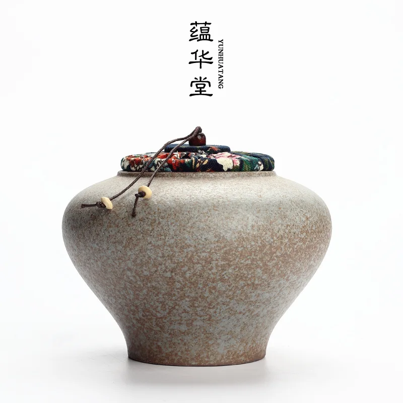 

Japanese stoneware tea pot, handmade retro tea warehouse tea bucket, ceramic sealed Puer black tea size storage tank