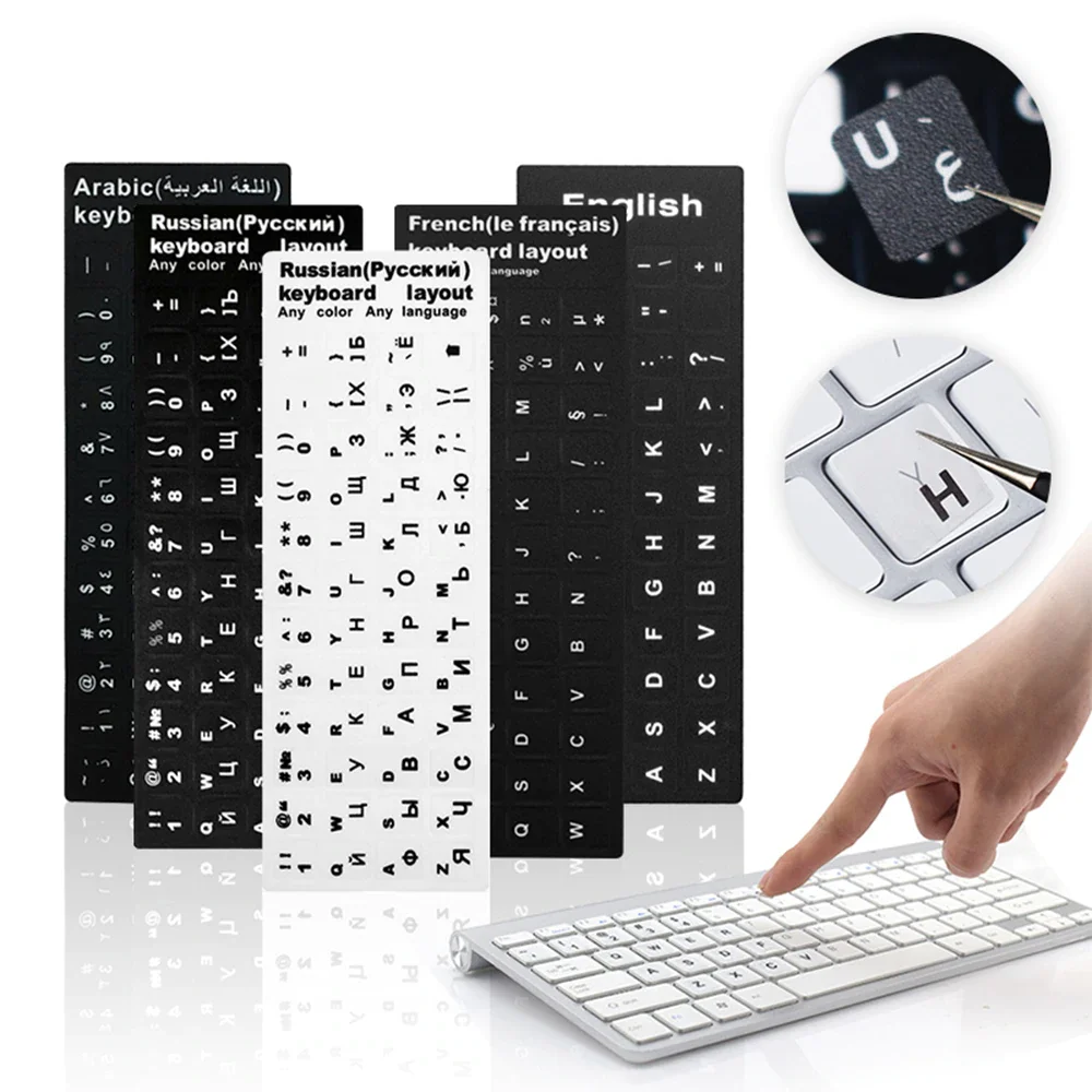

1Pcs Wear-resistant Keyboard Stickers Spanish English Russian Deutsch Arabic Italian Japanese Letter Replacement For Laptop PC