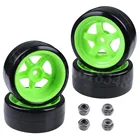 4 шт. гладкие 110 RC шины для дрифта колеса 12 мм шестигранный концентратор с 4 мм гайки для Tamiya Sakura HPI HSP Redcat RC автомобиль