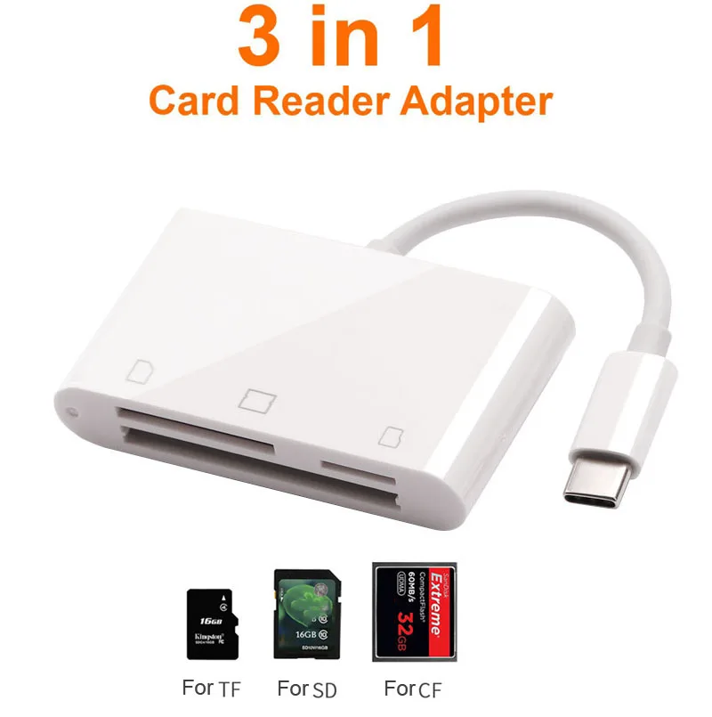 Кардридер с Type C на SD TF MicroSD CF USB OTG адаптер для IPad Macbook PC Для Huawei P40 P30 Xiaomi Samsung S20 S10 S9 |