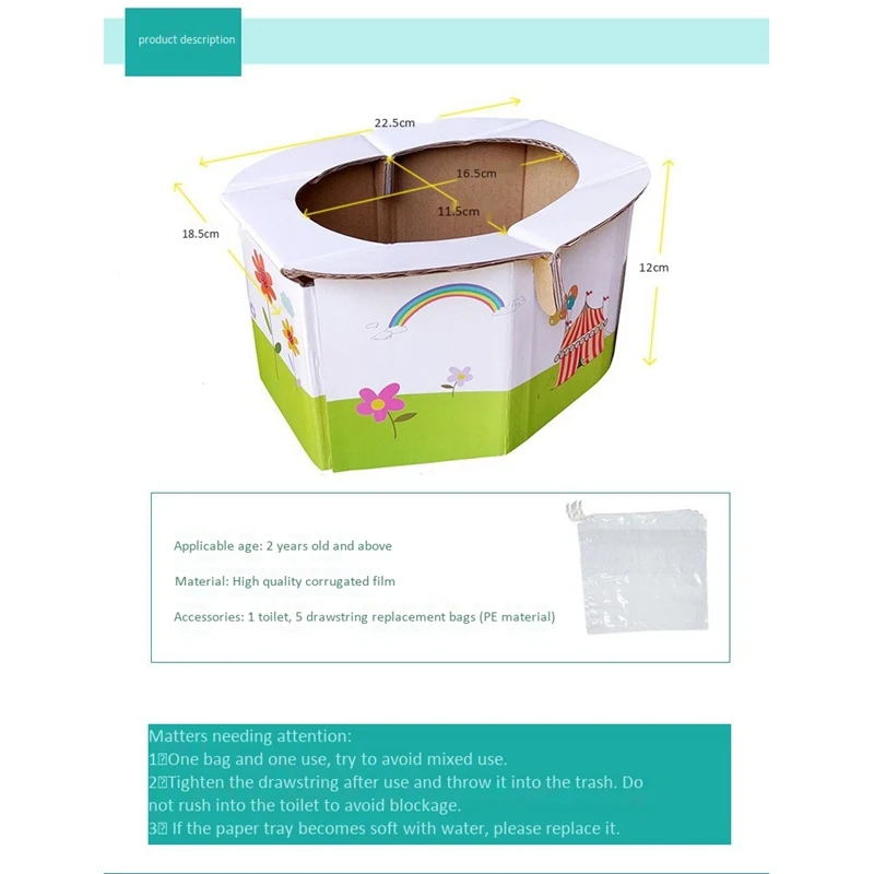 

Kids Portable Folding Potty Seat Boys Girls Baby Travel Toilet Training Infant Emergency Potty with Replacement Bags