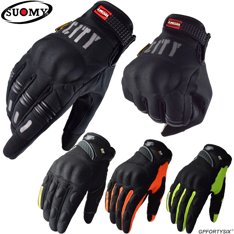 

Suomy City Gloves Touch Screen Waterproof Motorcycle Gloves Racing Motocross/Motorbike Gloves Riders Black Motoqueiro Guantes #