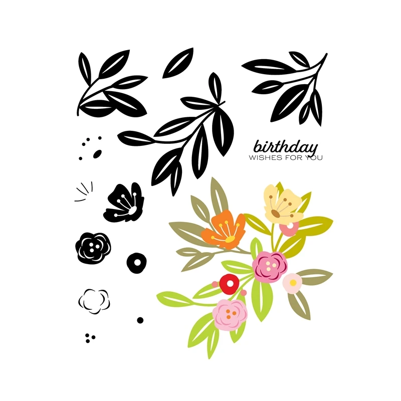 

Metal Cutting Dies for New 2021 Scrapbooking Paper Making Birthday Flower Embossing Frames Card Craft Clear Stamps Set