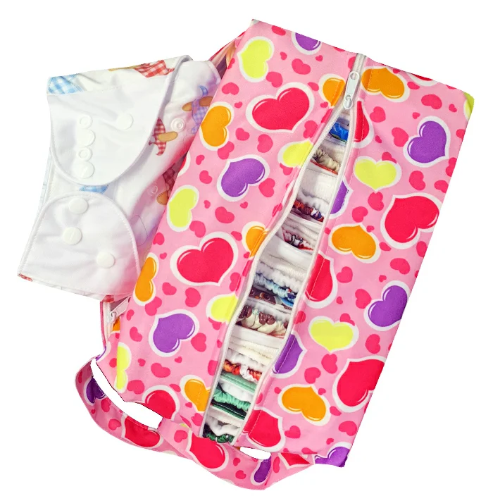 

Cloth Diaper Wet Dry Bags Waterproof Reusable with Two Zippered Pockets Travel Beach Pool Daycare Soiled Baby Items Yoga Gym Bag