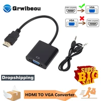 grwibeou hdmi to vga converter cable male to female hdmi to vga adapter 1080p digital to analog video audio for tablet hdmi2vga