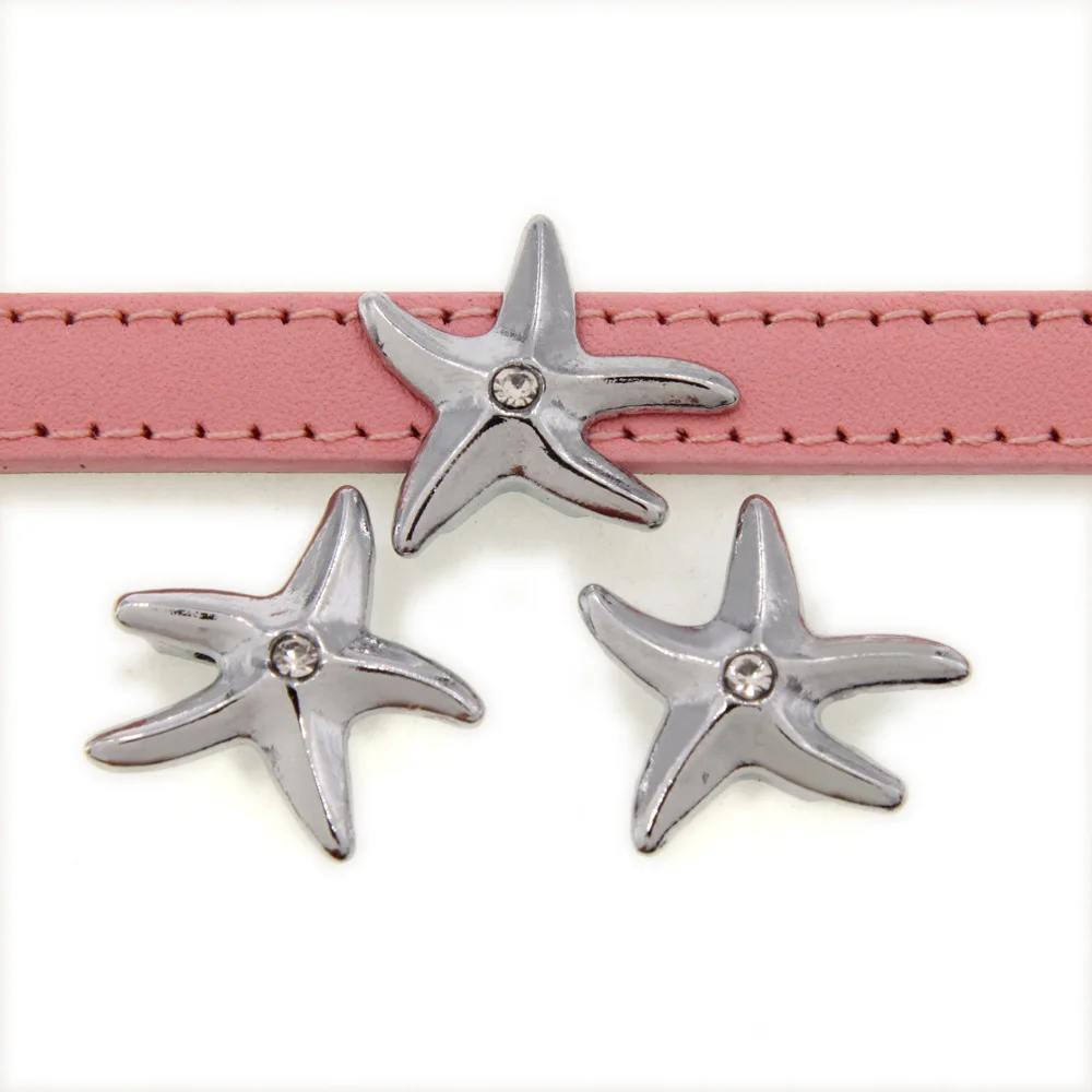 Бусины слайды с кристаллами в виде морской звезды серебряного цвета подвески для