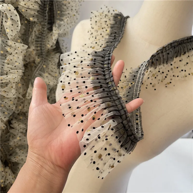 2 метра/упаковка 8 см бежевая сетка черный край черная ткань кружевная отделка в