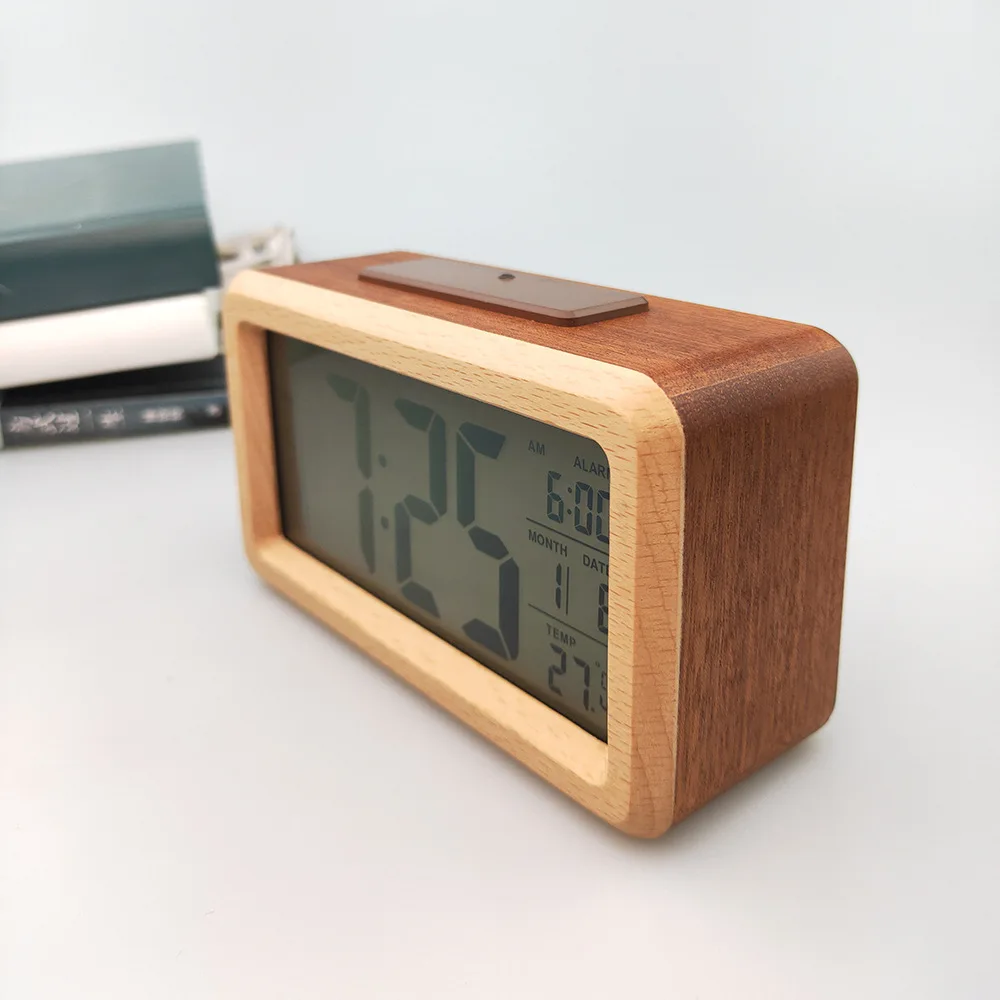 Настольные часы из массива дерева настольные с будильником украшение для