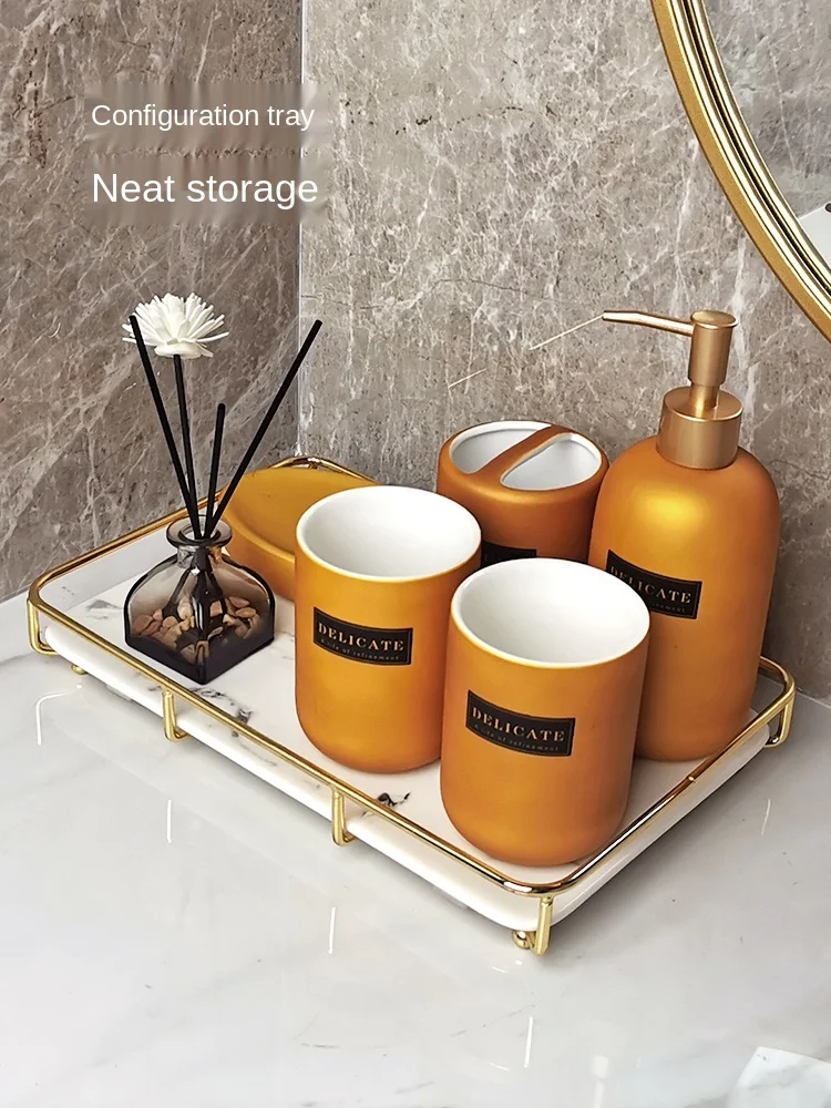 

Five-Piece Bathroom Set Bathroom Supplies Washing Set Toothbrush Cup Hand Washing Lotion Bottle