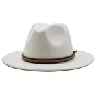 Фетровая шляпа-федора, с широкими полями, для мужчин, женщин, мужчин, с пряжкой для вечерние мня, мягкая фетровая шляпа в джазовом стиле, белая, Черная