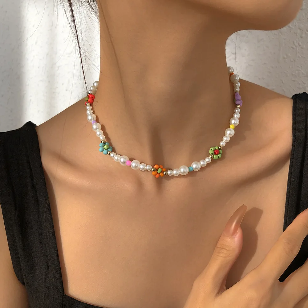 Женское богемное ожерелье с цветными бусинами ручной работы винтажный чокер