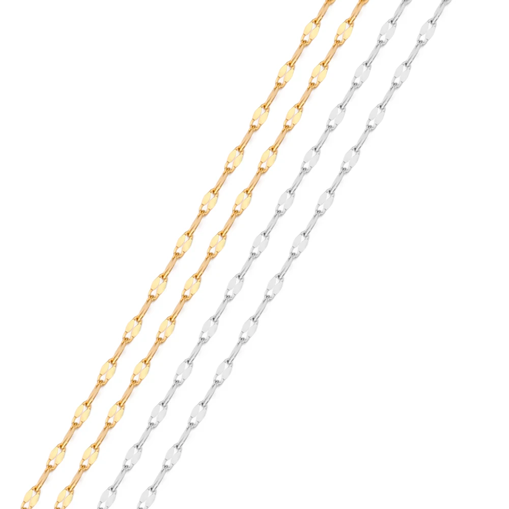 

2 Meters 316L Stainless Steel Gold Steel Tone 0.4x1.8mm Lip Shape Water-wave Bulk Chain Fit DIY Necklace Jewelry Making Findings