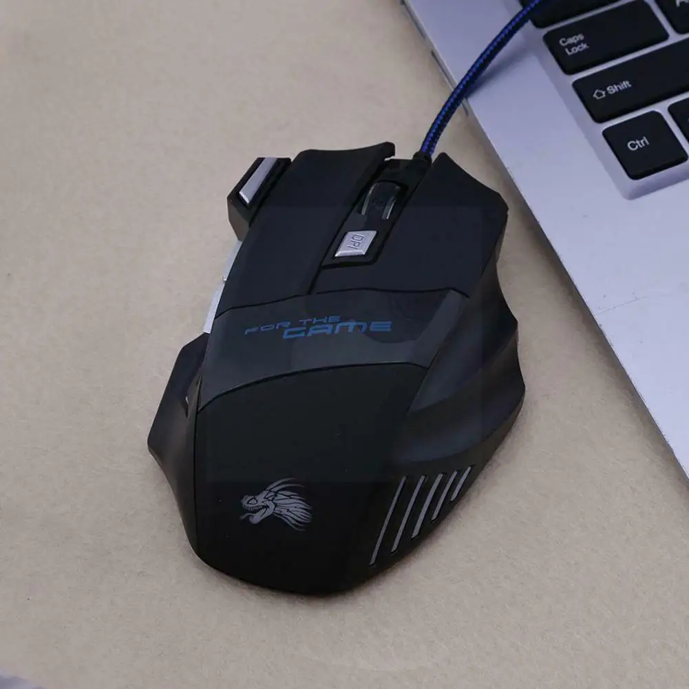 

Игровая компьютерная мышь с 7 кнопками, регулируемая Usb-кабель, светодиодная оптическая игровая мышь 5500 точек/дюйм, Проводная игровая мышь, п...