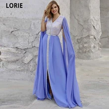 LORIE – robe longue de soirée en mousseline de soie, Caftan marocain, manches cape, dentelle élégante, robes de fête de bal, sur mesure, 2021  (1)